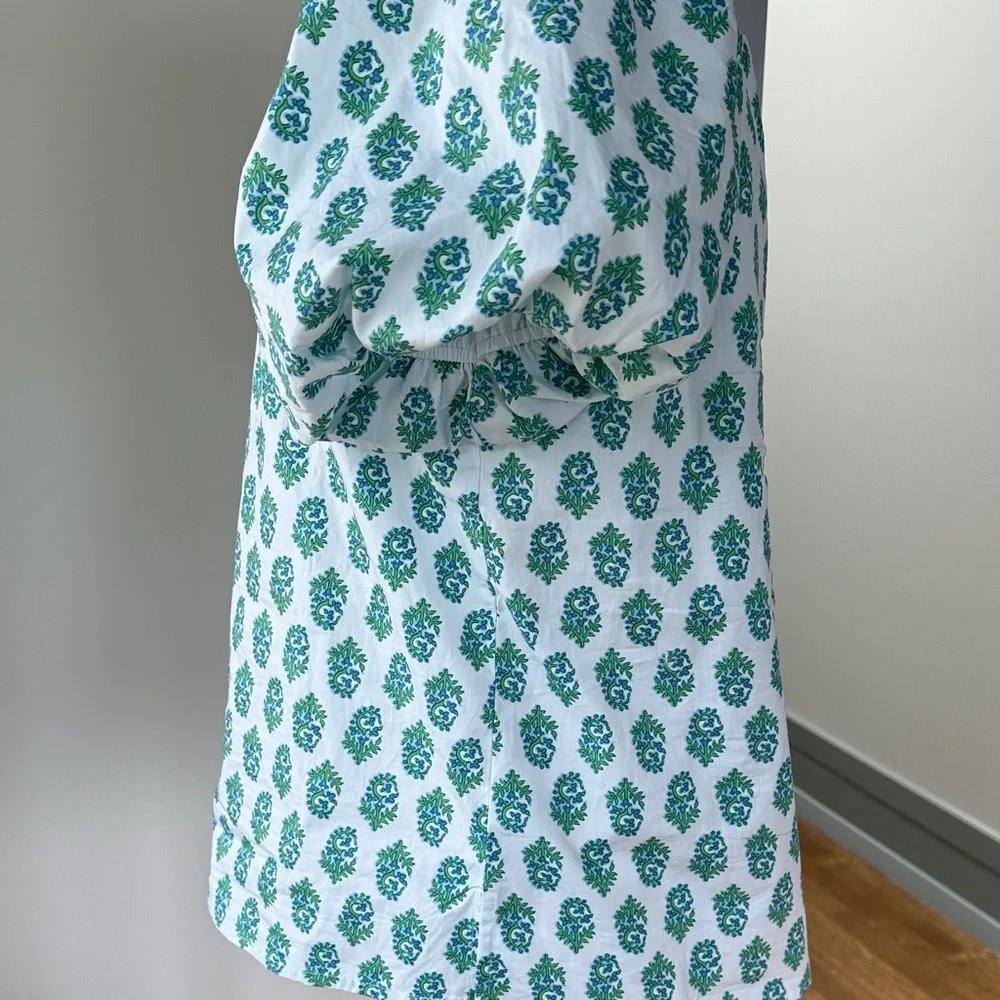 CeCe Blue Floral Puff Sleeve Blouse - Picture 4 of 5